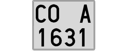 CO1631A matricula cuadrada