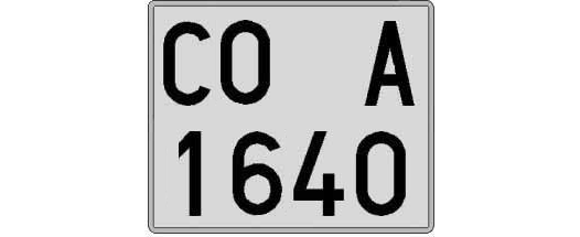 CO1640A matricula cuadrada