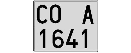 CO1641A matricula cuadrada