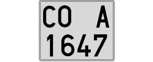 CO1647A matricula cuadrada