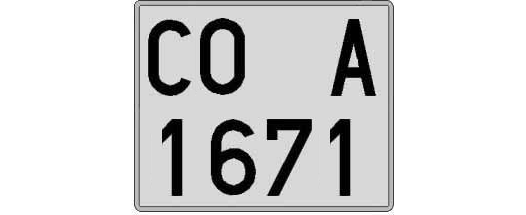 CO1671A matricula cuadrada