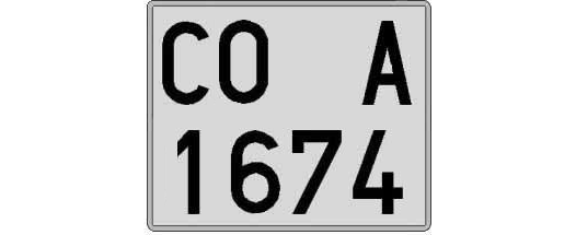 CO1674A matricula cuadrada