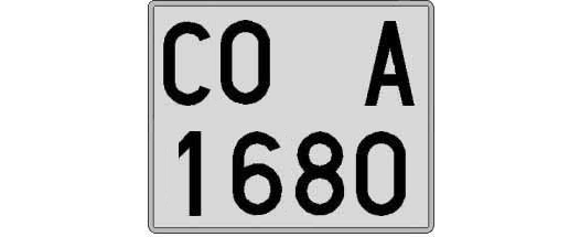 CO1680A matricula cuadrada