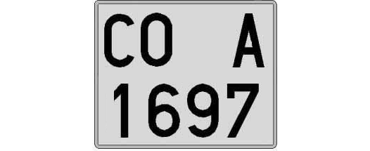 CO1697A matricula cuadrada