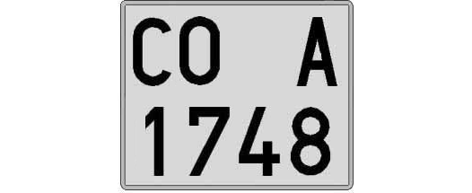 CO1748A matricula cuadrada