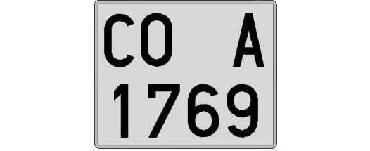 CO1769A matricula cuadrada