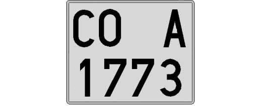 CO1773A matricula cuadrada