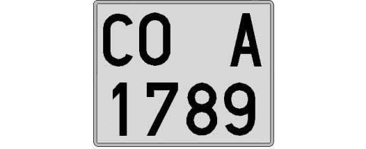 CO1789A matricula cuadrada