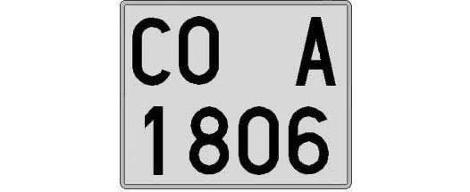 CO1806A matricula cuadrada