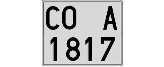 CO1817A matricula cuadrada