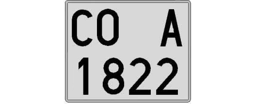 CO1822A matricula cuadrada