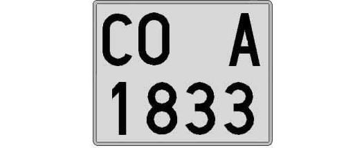 CO1833A matricula cuadrada
