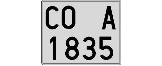 CO1835A matricula cuadrada