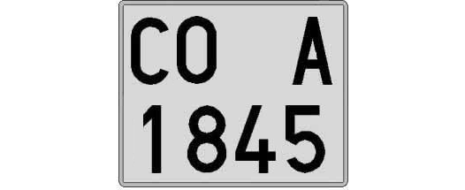 CO1845A matricula cuadrada