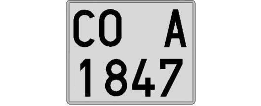 CO1847A matricula cuadrada