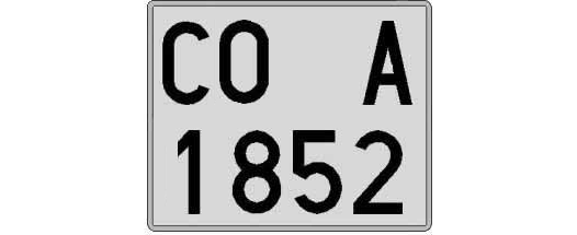 CO1852A matricula cuadrada
