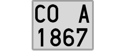 CO1867A matricula cuadrada