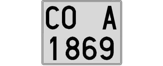 CO1869A matricula cuadrada
