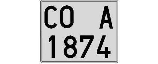 CO1874A matricula cuadrada