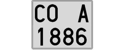 CO1886A matricula cuadrada