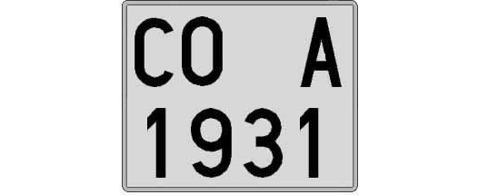 CO1931A matricula cuadrada