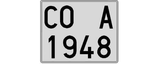 CO1948A matricula cuadrada