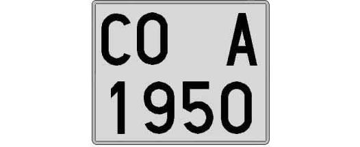 CO1950A matricula cuadrada