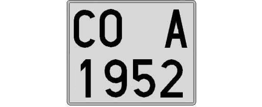 CO1952A matricula cuadrada