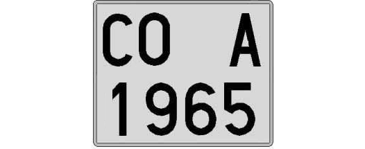 CO1965A matricula cuadrada