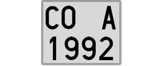 CO1992A matricula cuadrada