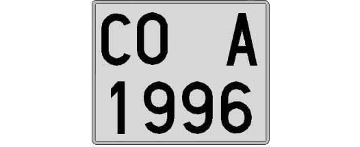 CO1996A matricula cuadrada