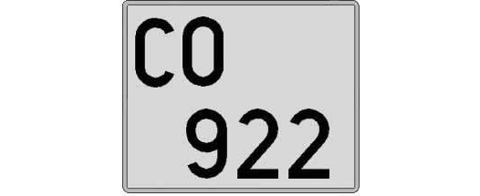CO922 matricula cuadrada