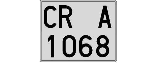 CR1068A matricula cuadrada