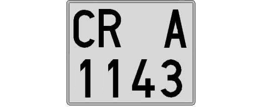 CR1143A matricula cuadrada