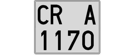 CR1170A matricula cuadrada