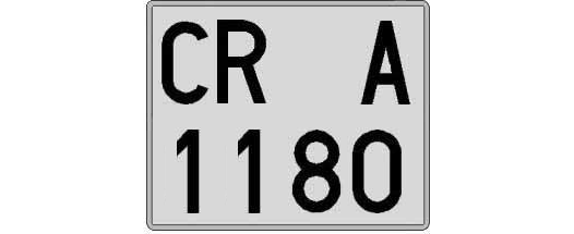 CR1180A matricula cuadrada