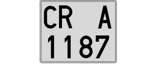 CR1187A matricula cuadrada