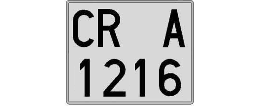 CR1216A matricula cuadrada