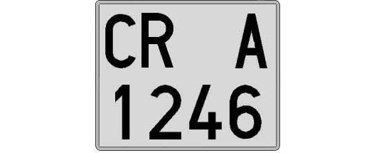 CR1246A matricula cuadrada