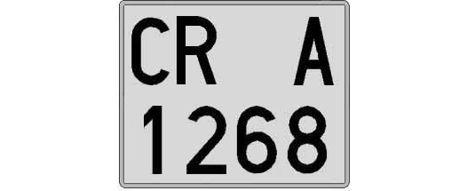 CR1268A matricula cuadrada
