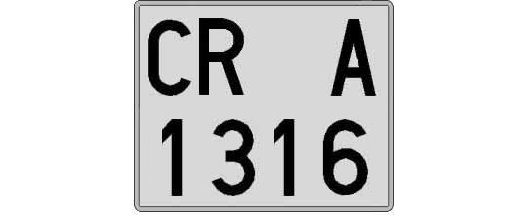 CR1316A matricula cuadrada