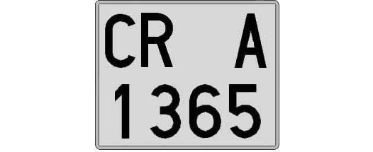 CR1365A matricula cuadrada