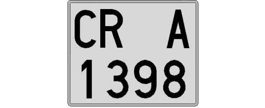 CR1398A matricula cuadrada