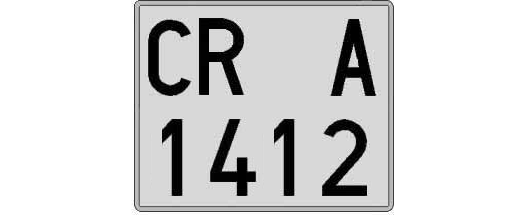 CR1412A matricula cuadrada