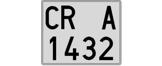 CR1432A matricula cuadrada
