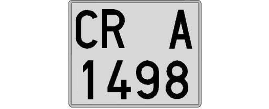 CR1498A matricula cuadrada