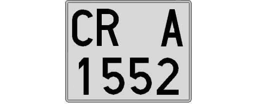 CR1552A matricula cuadrada