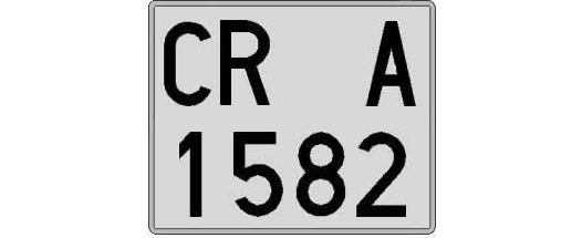 CR1582A matricula cuadrada