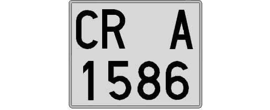 CR1586A matricula cuadrada