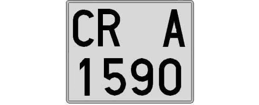 CR1590A matricula cuadrada